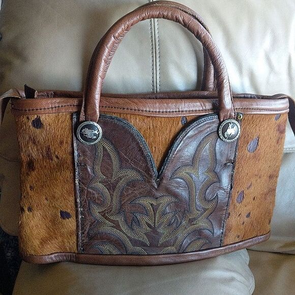Vintage Recycle Cowboy Boot Purse- Hair on hide🐎 - Picture 1 of 15
